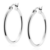 Cercei rotunzi argint Ø30 mm x 2 mm Classic Hoops DiAmanti KHR230R-DIA
